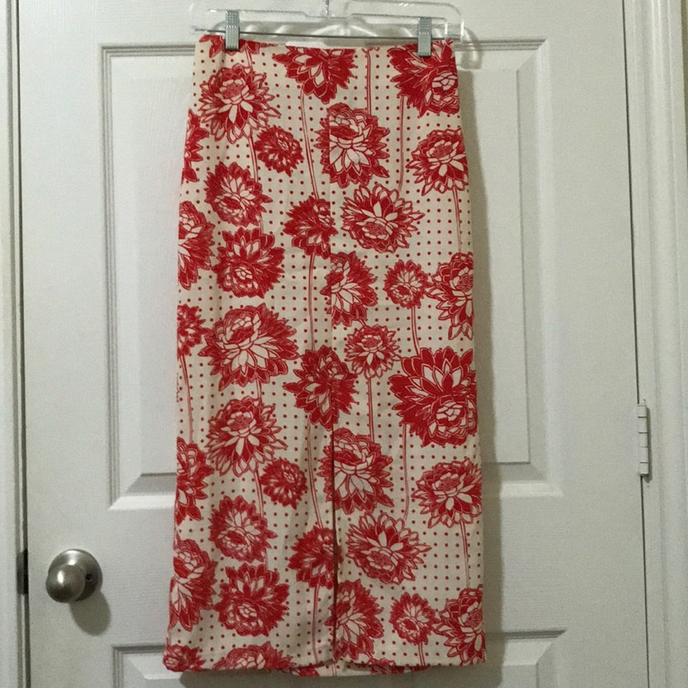 Topshop Midi polka dot & floral skirt